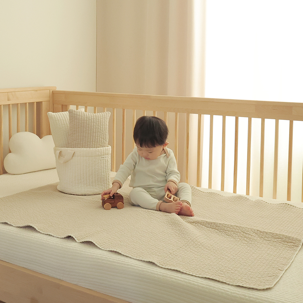 크라운 피그먼트 워싱 60수 순면 사계절 유아 어린이집 아기 낮잠이불 베이지 (90x130cm)